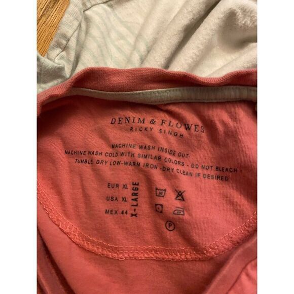 Denim and Flowers men's spring color block short sleeve crew neck t-shirt sz XL - Picture 8 of 8